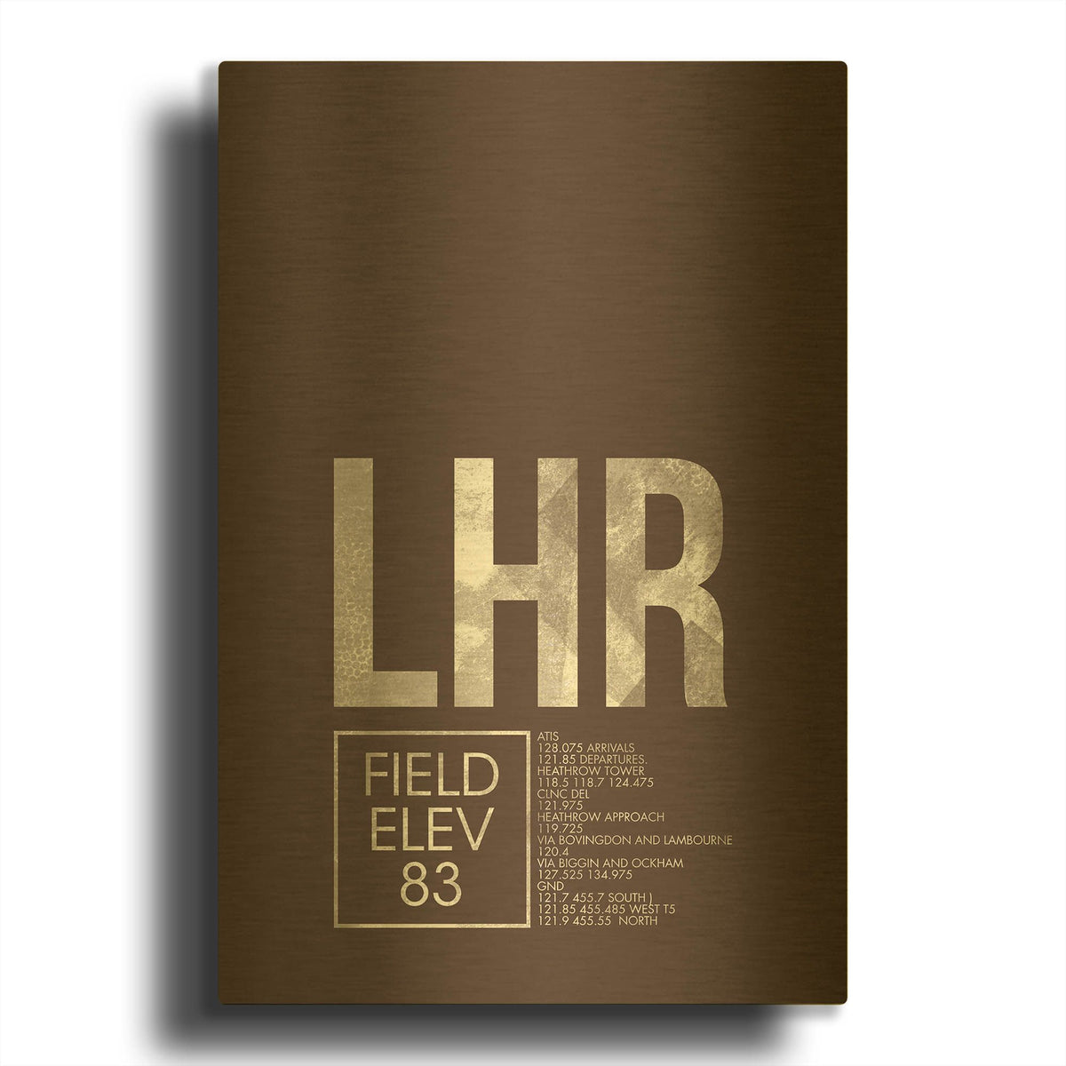 'LHR ATC' By O8 Left Gold Metal Wall Art
