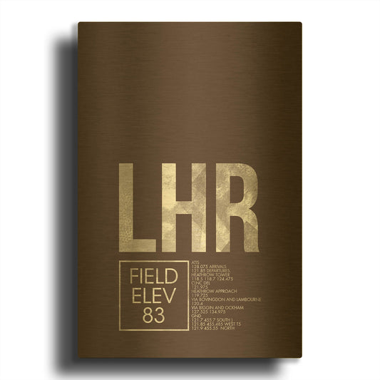 'LHR ATC' By O8 Left Gold Metal Wall Art