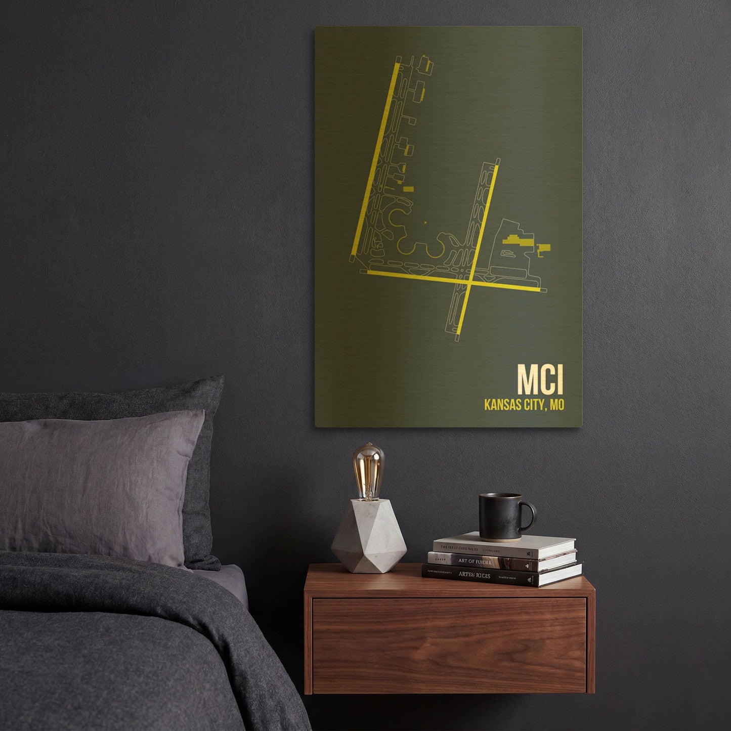'MCI Airport Layout' By O8 Left Gold Metal Wall Art