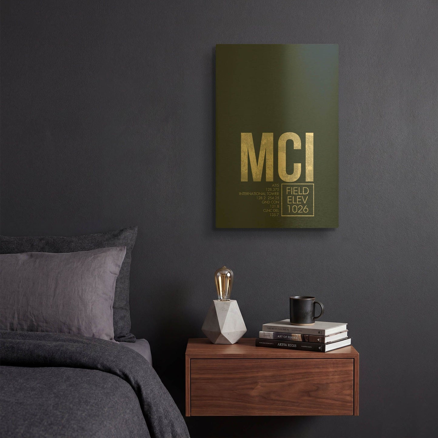 'MCI ATC' By O8 Left Gold Metal Wall Art