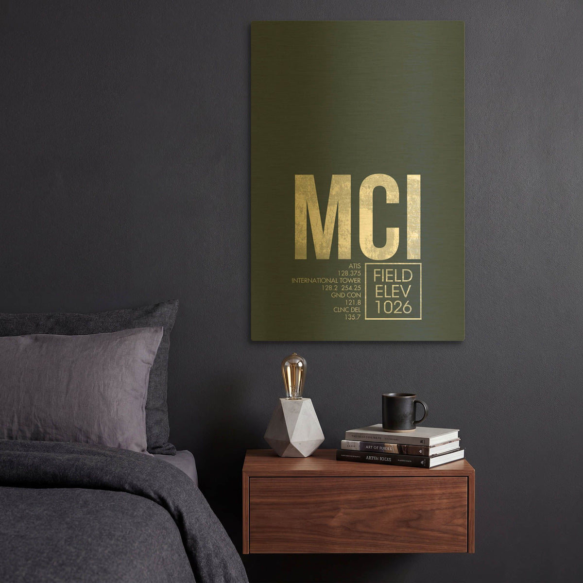 'MCI ATC' By O8 Left Gold Metal Wall Art