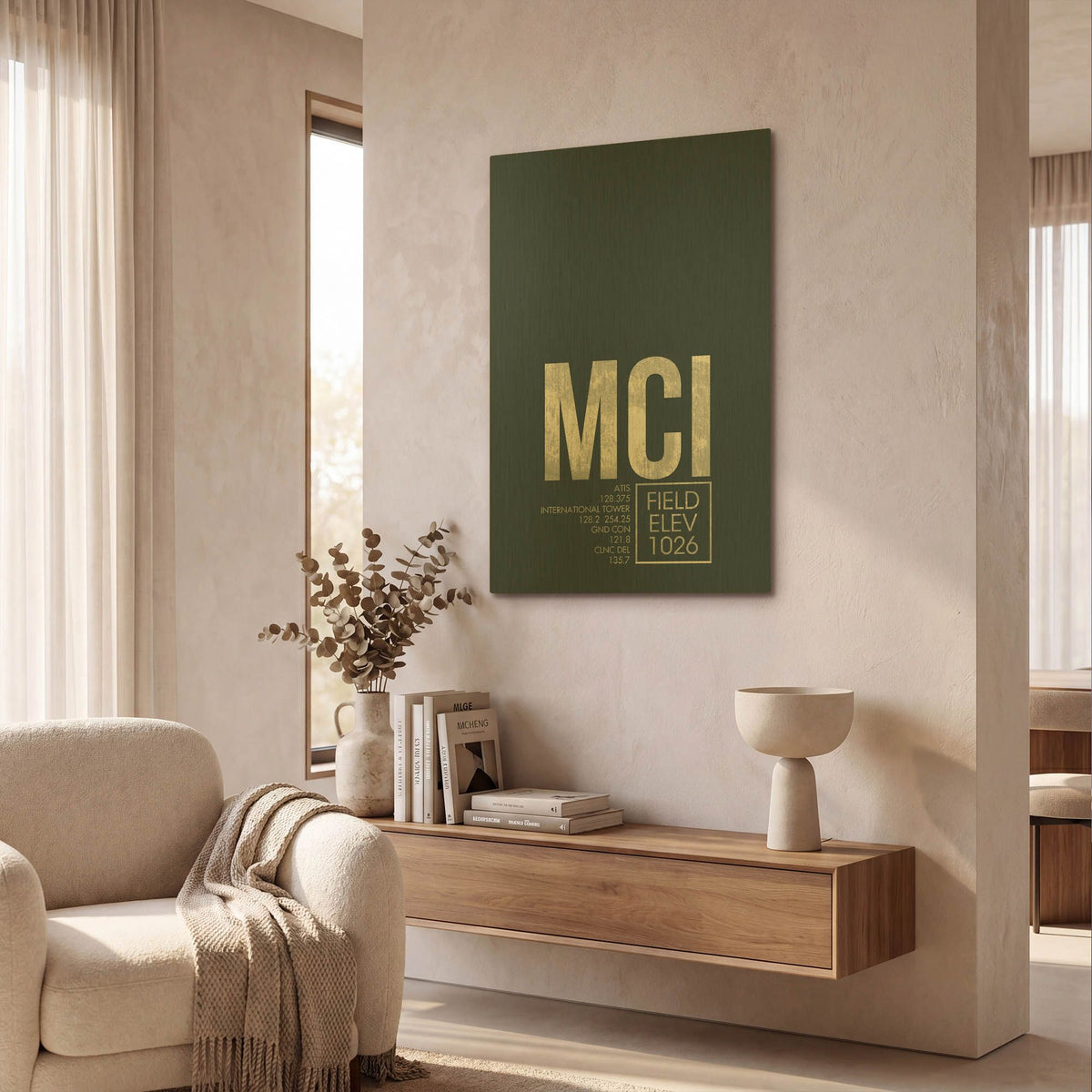 'MCI ATC' By O8 Left Gold Metal Wall Art