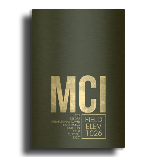 'MCI ATC' By O8 Left Gold Metal Wall Art