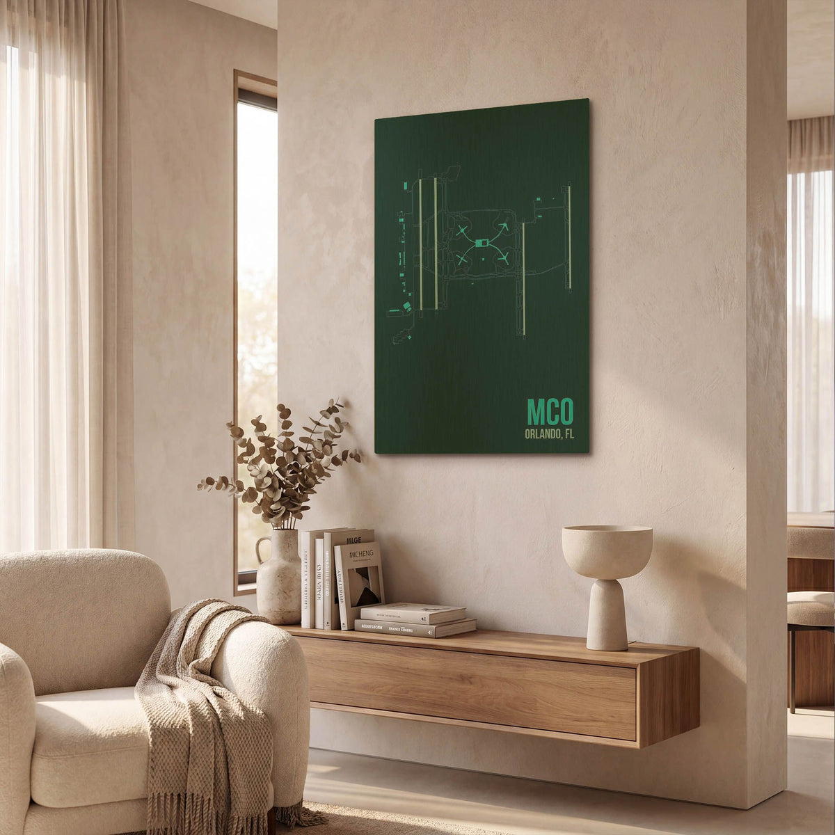 'MCO Airport Layout' By O8 Left Gold Metal Wall Art