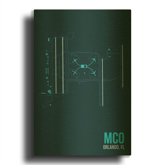 'MCO Airport Layout' By O8 Left Gold Metal Wall Art