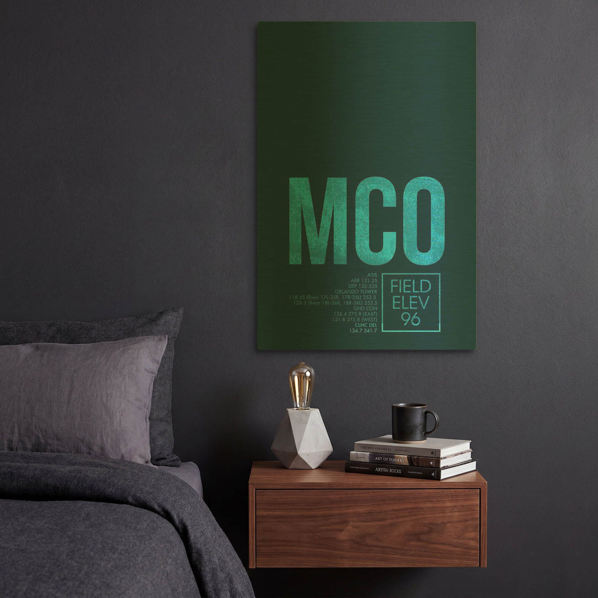 'MCO ATC' By O8 Left Gold Metal Wall Art