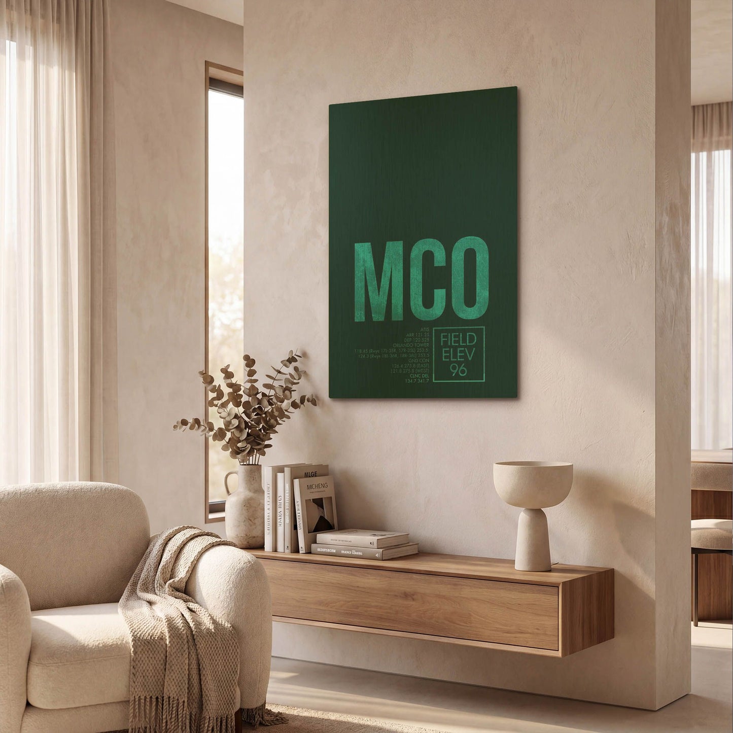 'MCO ATC' By O8 Left Gold Metal Wall Art