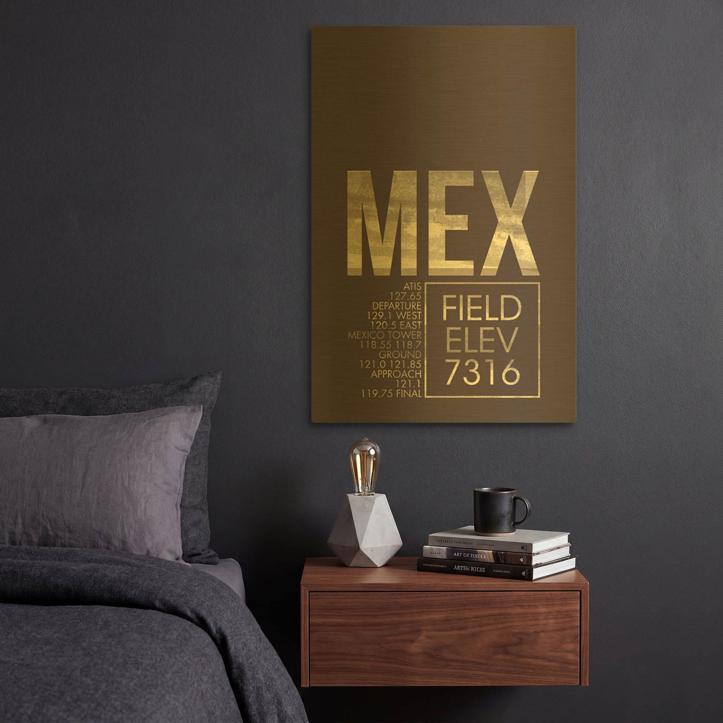 'MEX ATC' By O8 Left Gold Metal Wall Art
