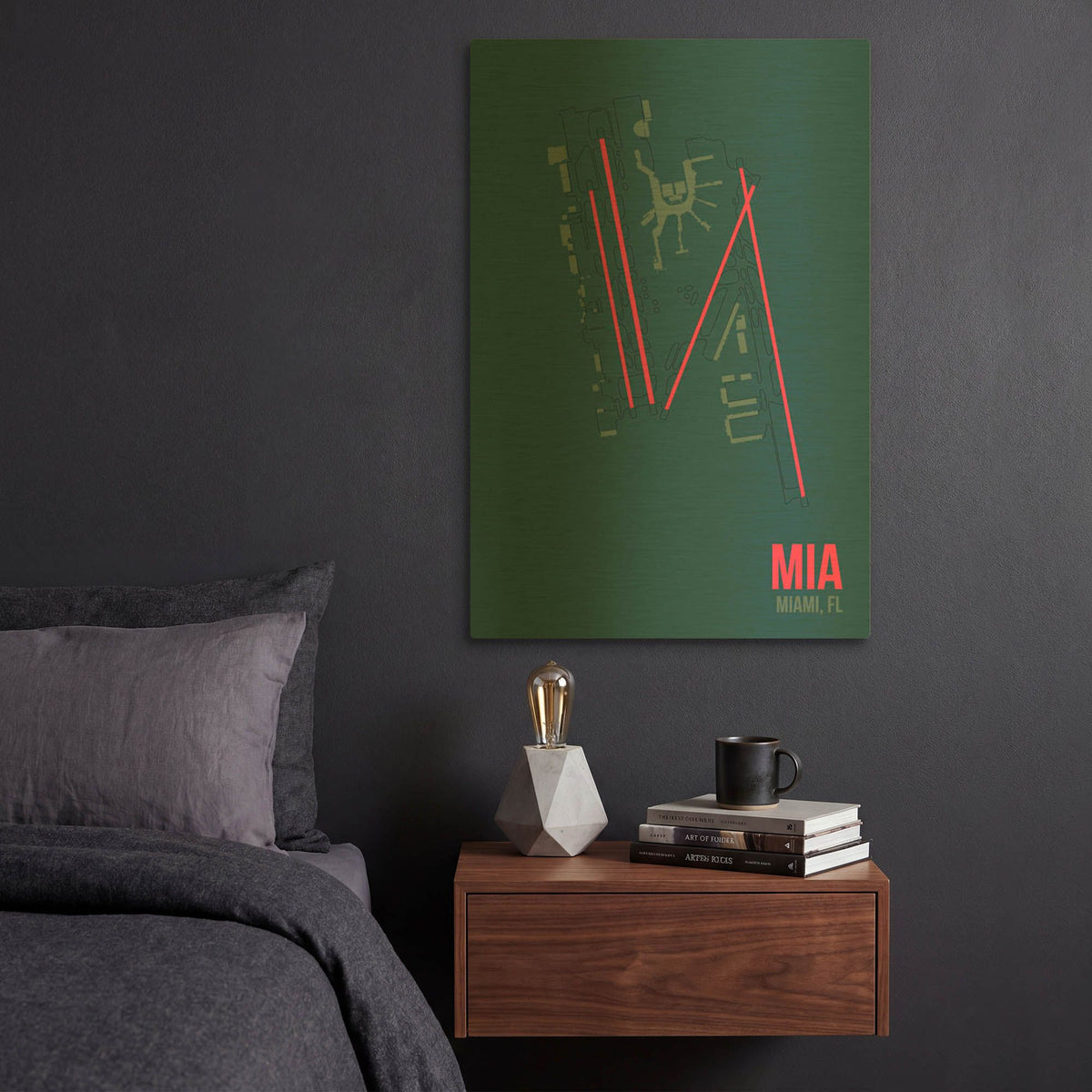 'MIA Airport Layout' By O8 Left Gold Metal Wall Art