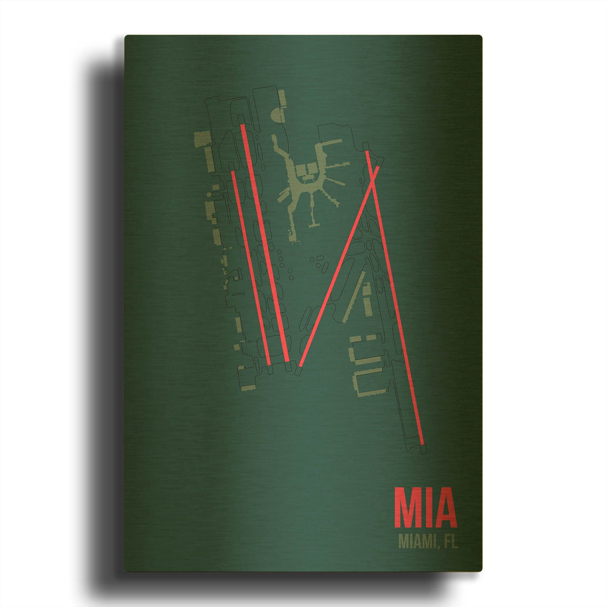 'MIA Airport Layout' By O8 Left Gold Metal Wall Art