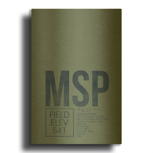 'MSP ATC' By O8 Left Gold Metal Wall Art