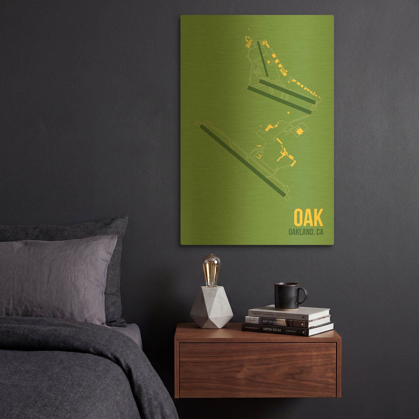 'OAK Airport Layout' By O8 Left Gold Metal Wall Art