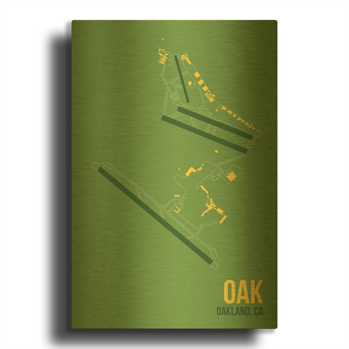 'OAK Airport Layout' By O8 Left Gold Metal Wall Art