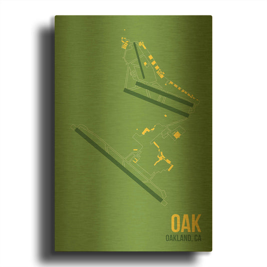 'OAK Airport Layout' By O8 Left Gold Metal Wall Art