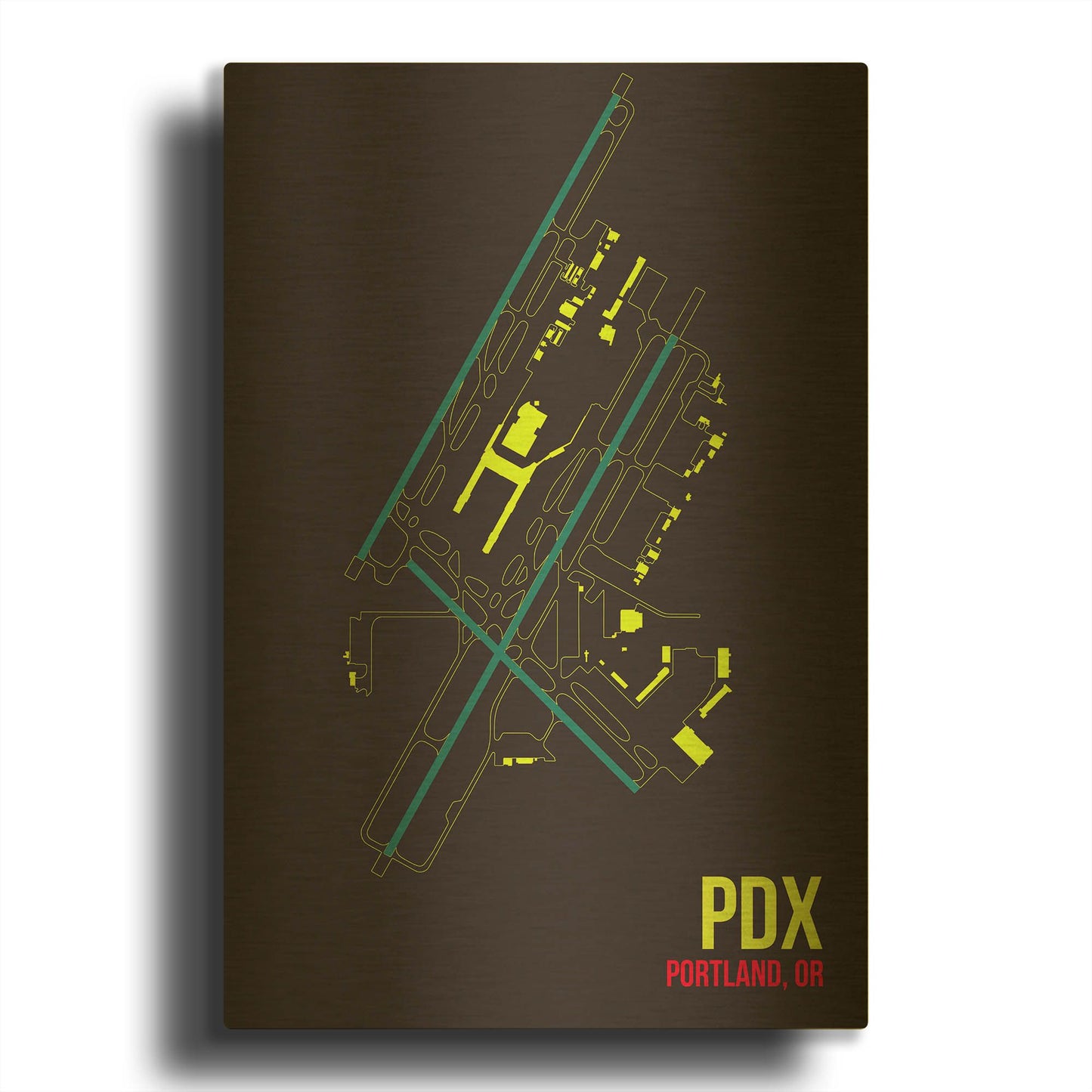 'PDX Airport Layout' By O8 Left Gold Metal Wall Art