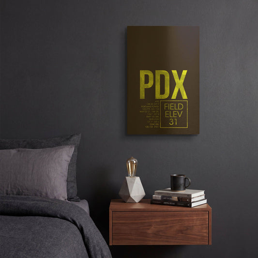 'PDX ATC' By O8 Left Gold Metal Wall Art