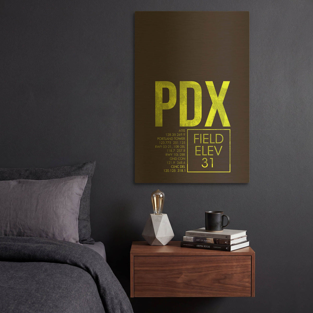 'PDX ATC' By O8 Left Gold Metal Wall Art