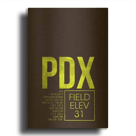 'PDX ATC' By O8 Left Gold Metal Wall Art