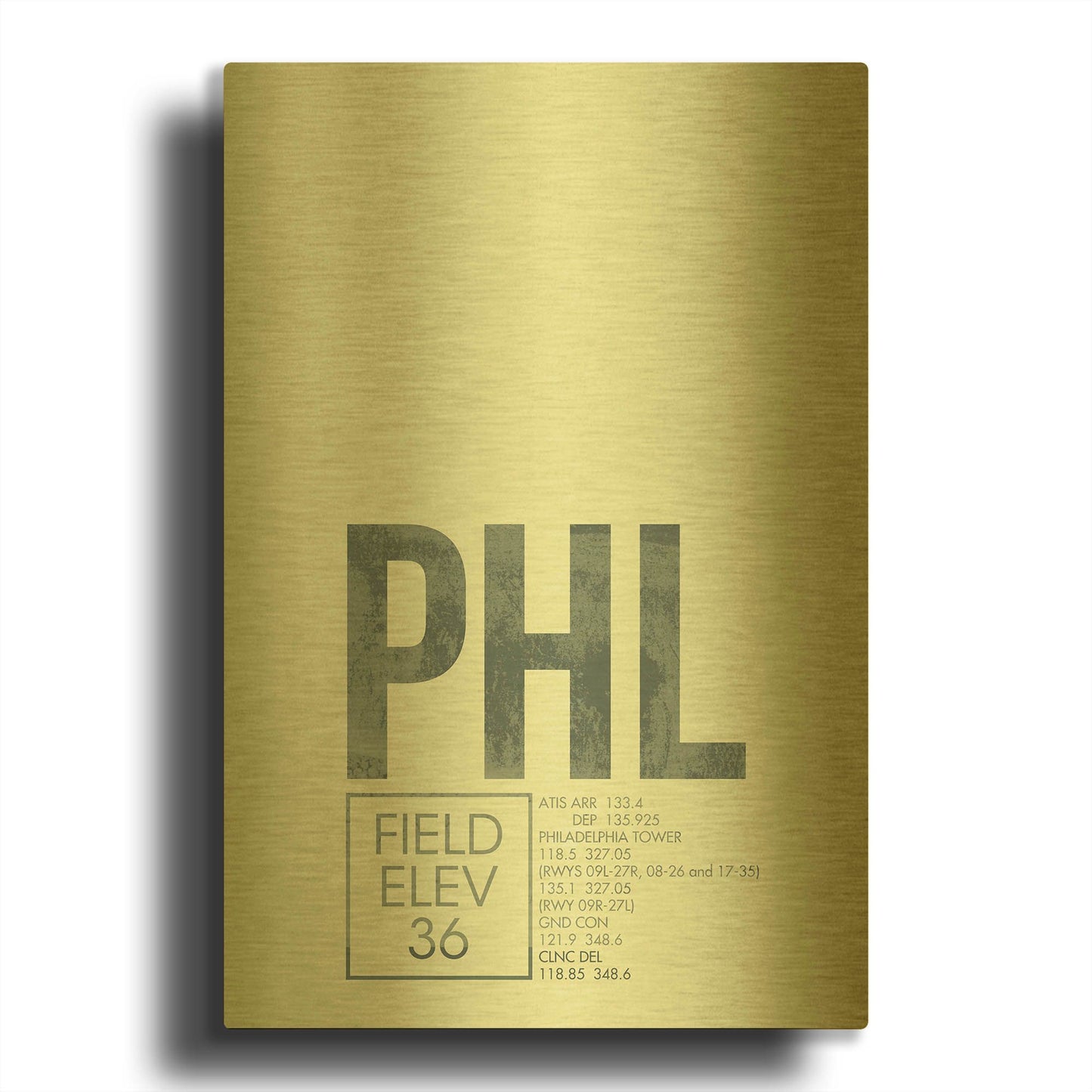 'PHL ATC' By O8 Left Gold Metal Wall Art