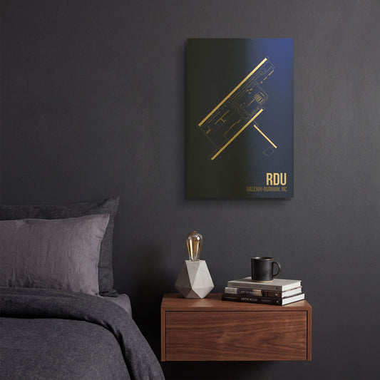 'RDU Airport Layout' By O8 Left Gold Metal Wall Art