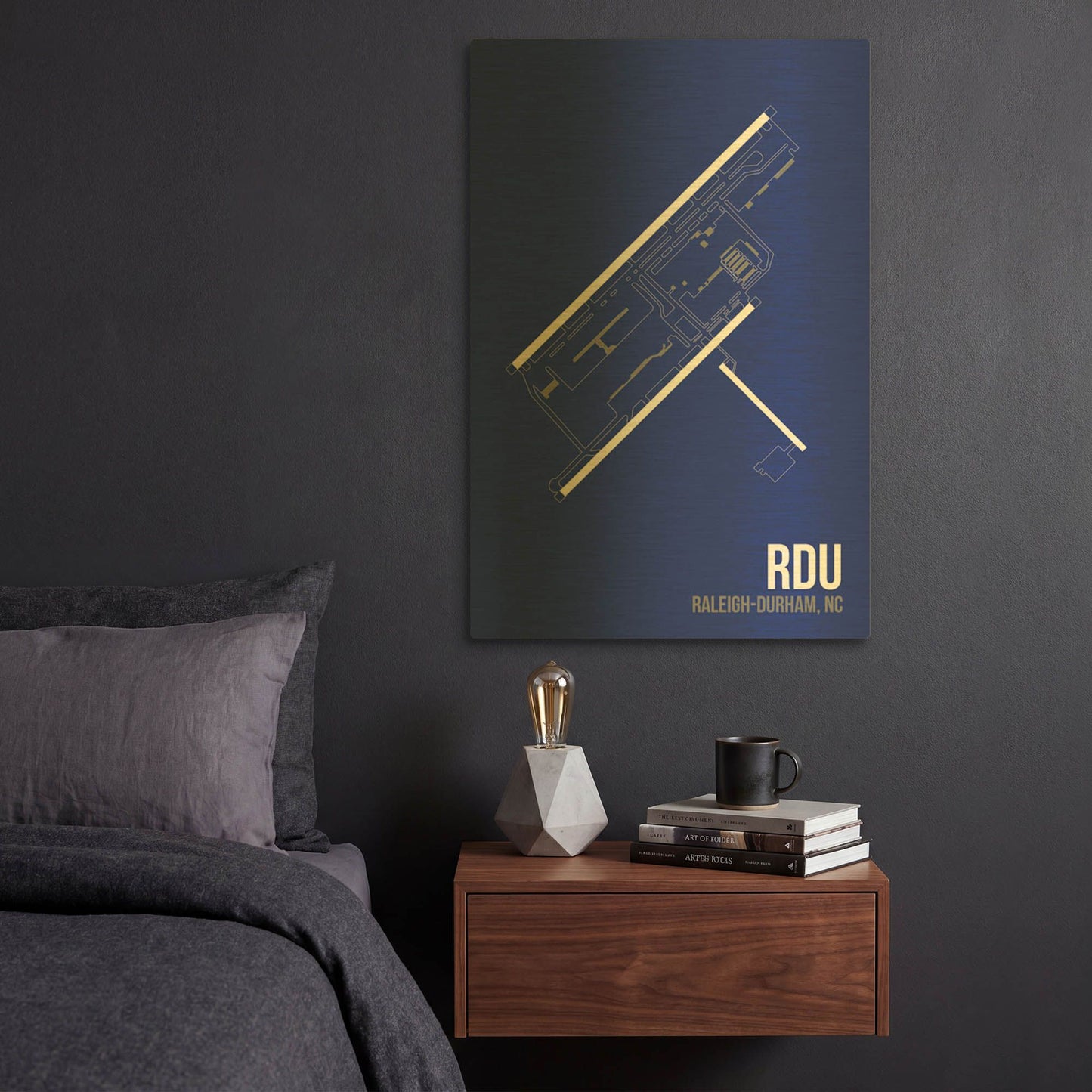 'RDU Airport Layout' By O8 Left Gold Metal Wall Art