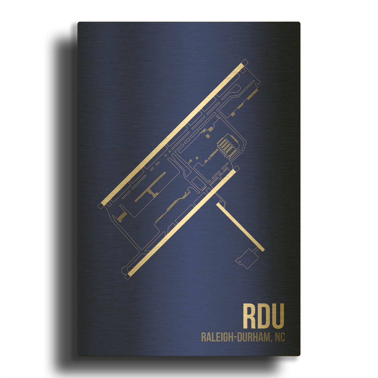 'RDU Airport Layout' By O8 Left Gold Metal Wall Art