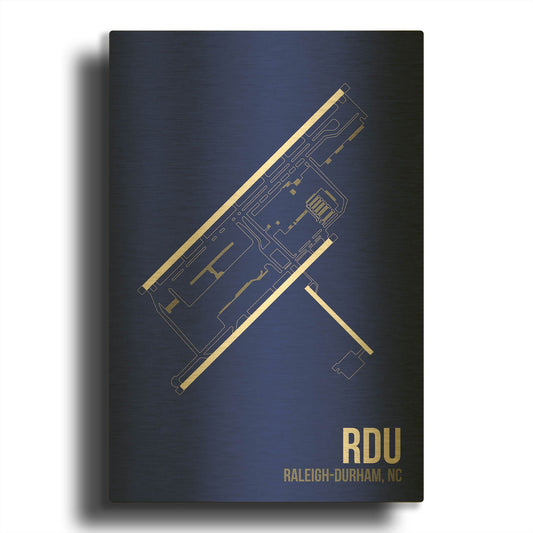 'RDU Airport Layout' By O8 Left Gold Metal Wall Art