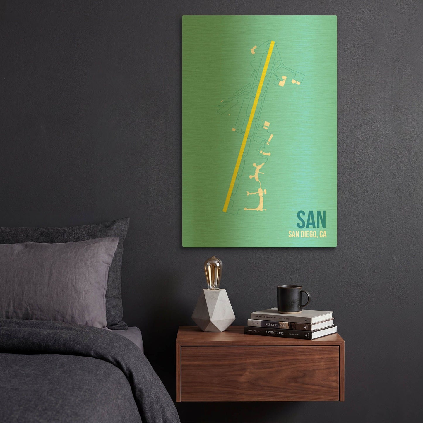 'SAN Airport Layout' By O8 Left Gold Metal Wall Art