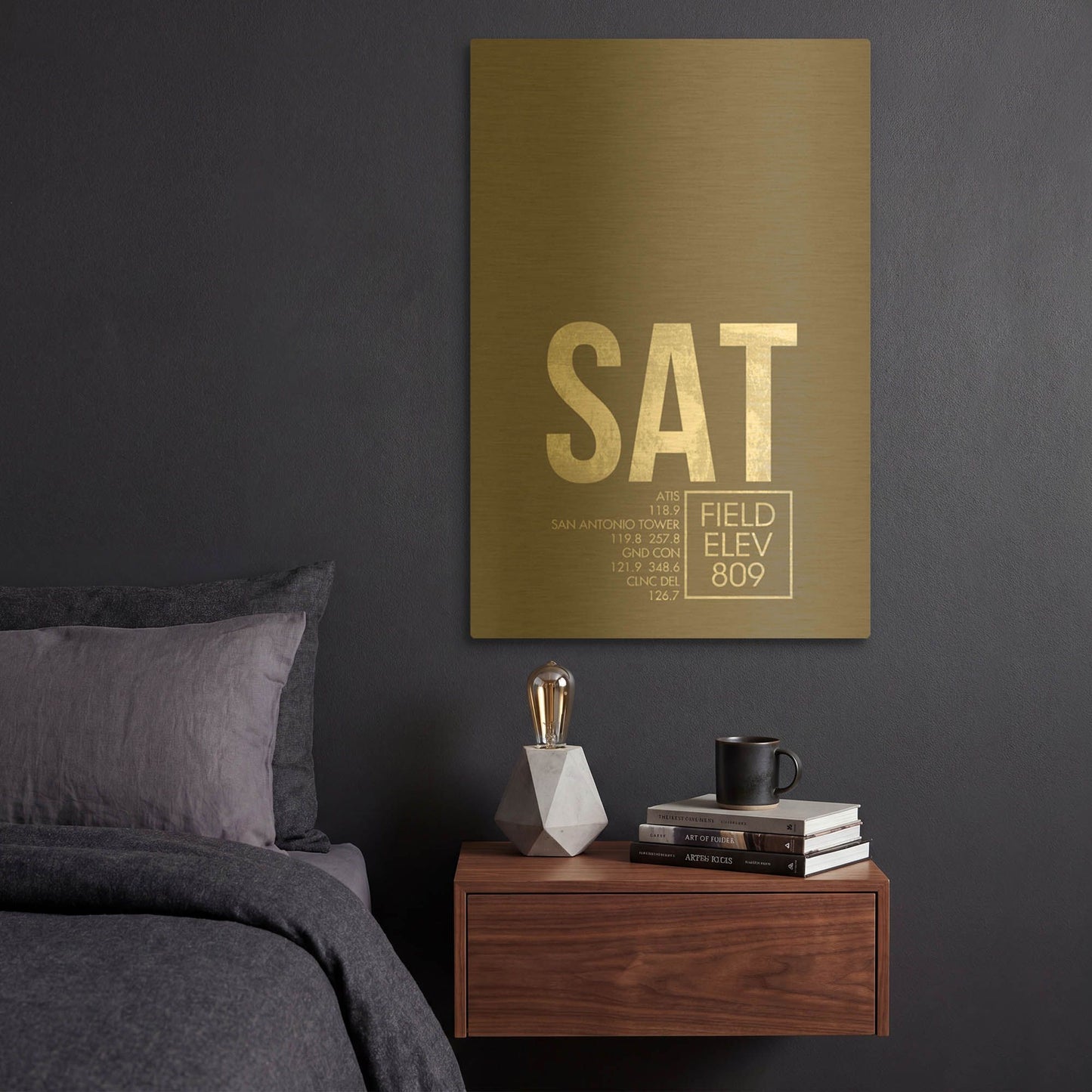 'SAT ATC' By O8 Left Gold Metal Wall Art