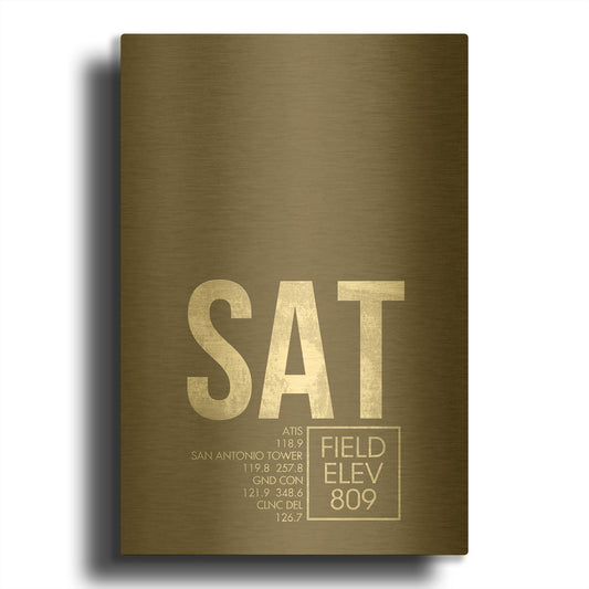 'SAT ATC' By O8 Left Gold Metal Wall Art