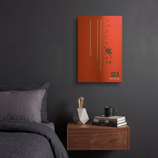 'SEA Airport Layout' By O8 Left Gold Metal Wall Art