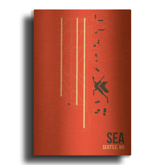 'SEA Airport Layout' By O8 Left Gold Metal Wall Art