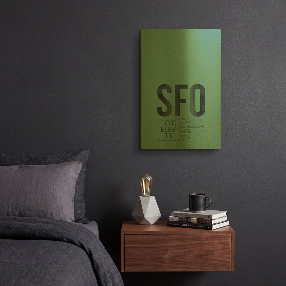 'SFO ATC' By O8 Left Gold Metal Wall Art