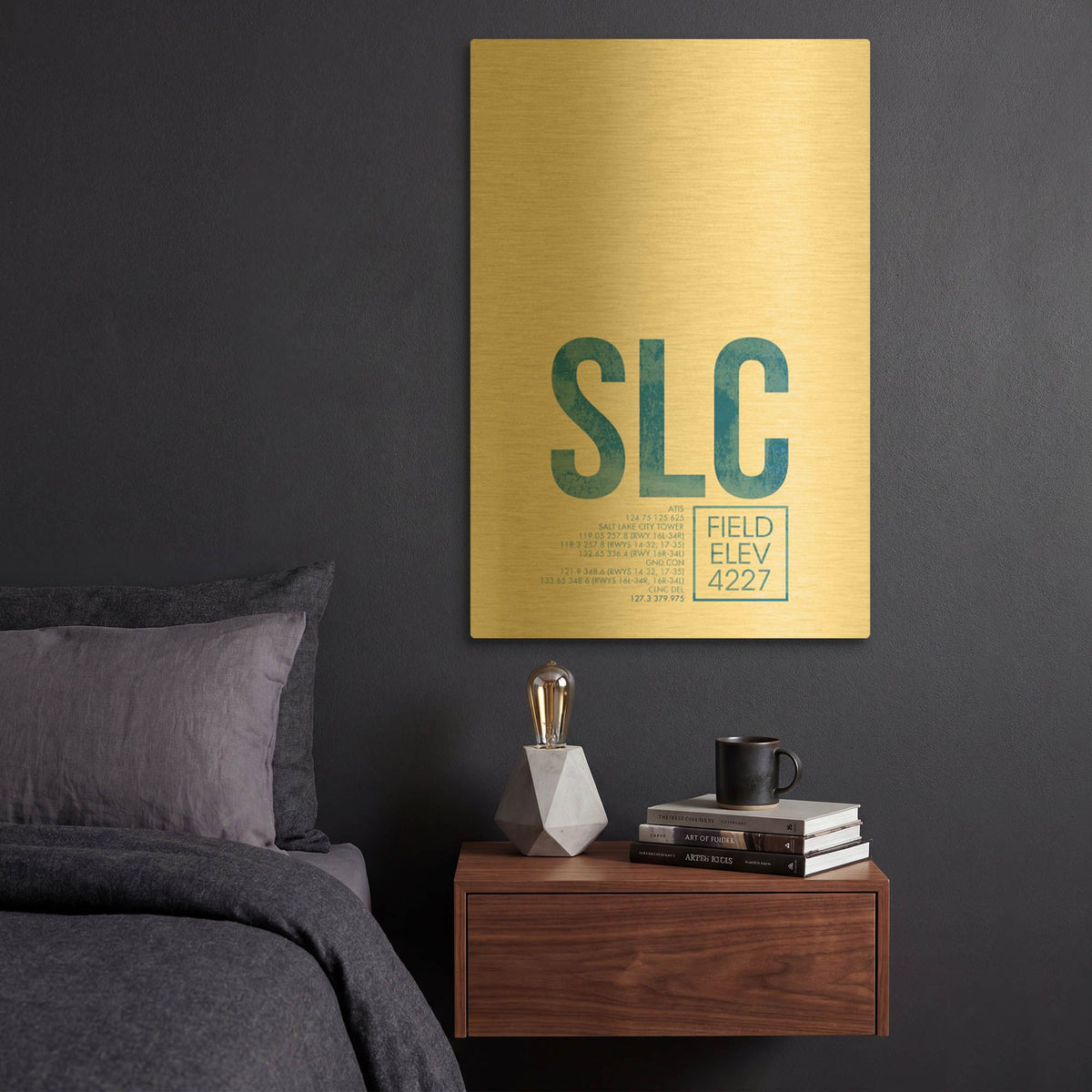 'SLC ATC' By O8 Left Gold Metal Wall Art
