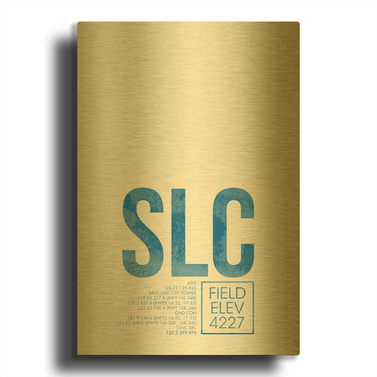 'SLC ATC' By O8 Left Gold Metal Wall Art