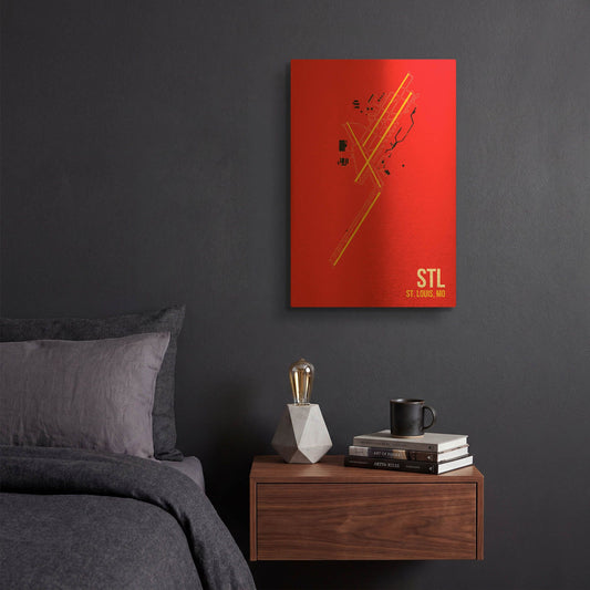 'STL Airport Layout' By O8 Left Gold Metal Wall Art