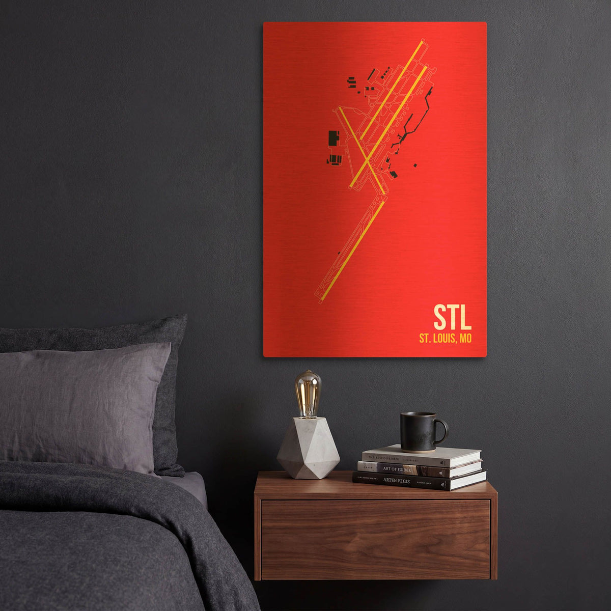 'STL Airport Layout' By O8 Left Gold Metal Wall Art