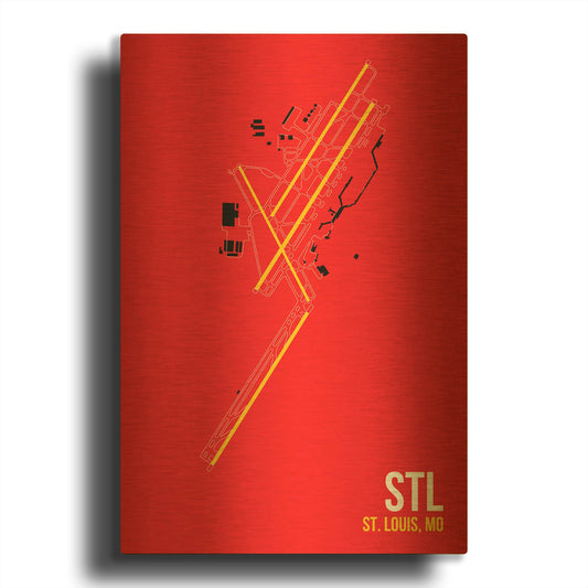 'STL Airport Layout' By O8 Left Gold Metal Wall Art