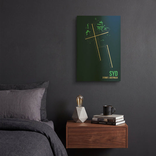 'SYD Airport Layout' By O8 Left Gold Metal Wall Art
