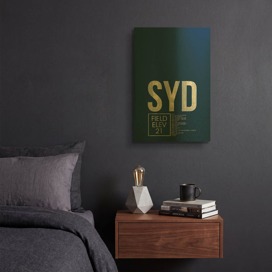 'SYD ATC' By O8 Left Gold Metal Wall Art