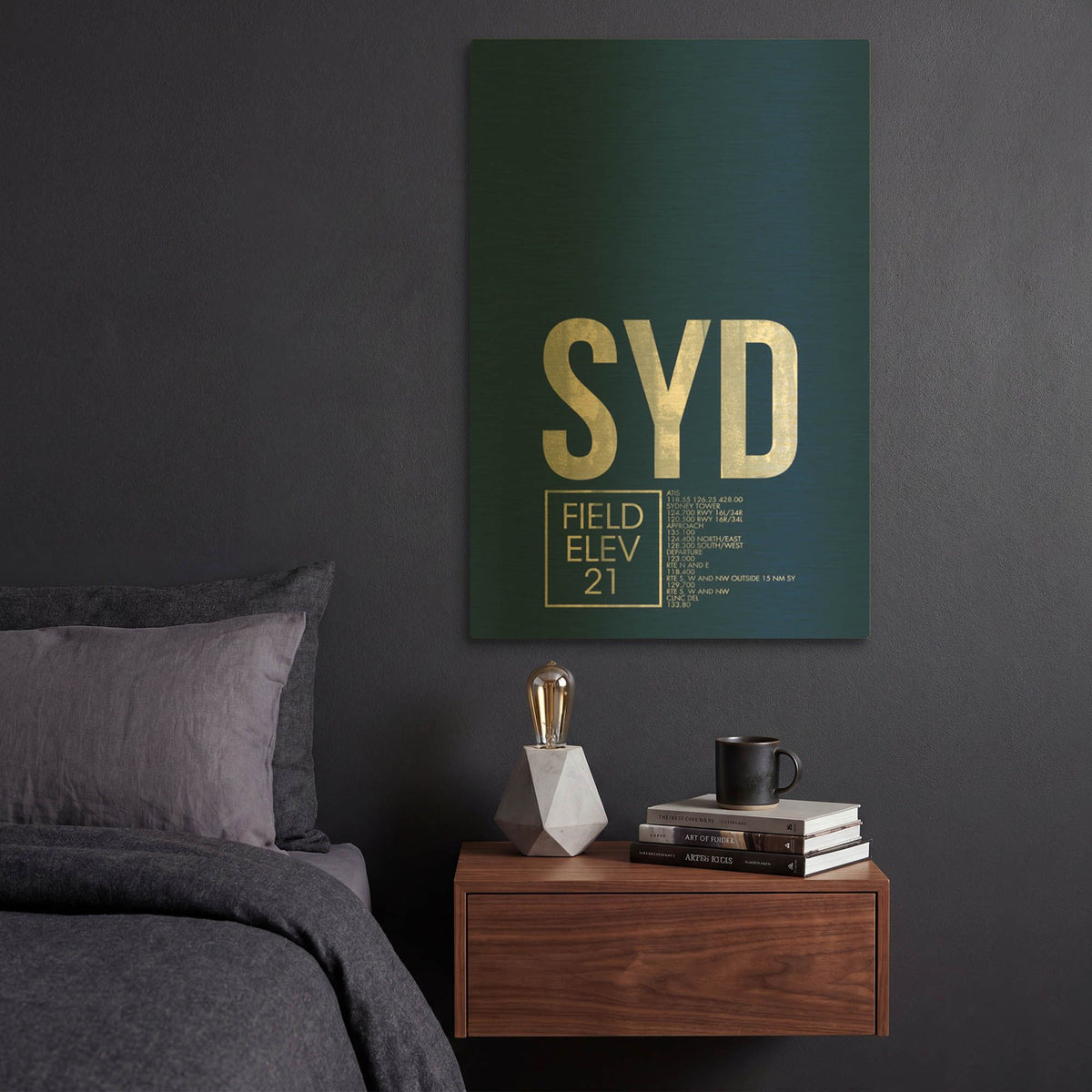 'SYD ATC' By O8 Left Gold Metal Wall Art