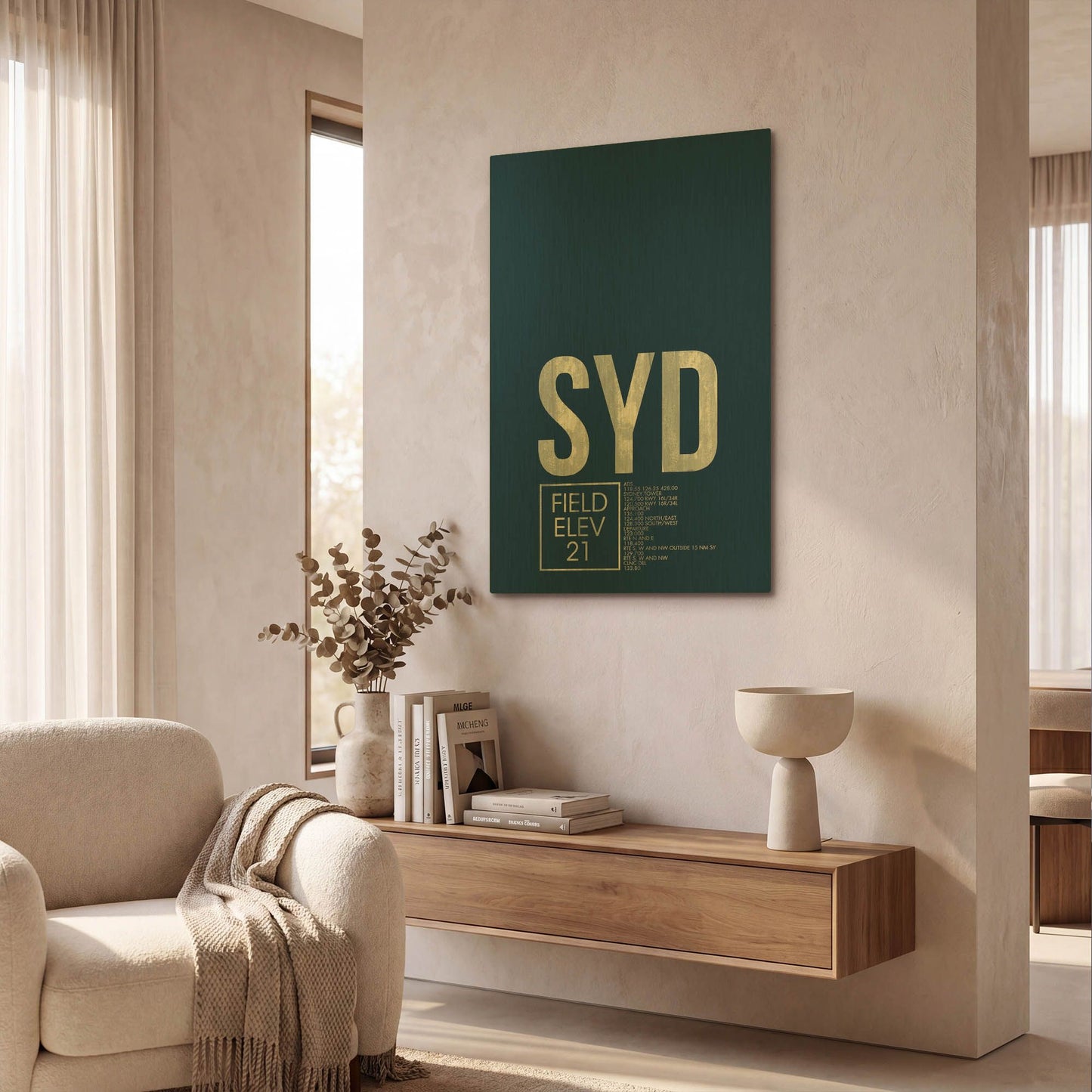 'SYD ATC' By O8 Left Gold Metal Wall Art
