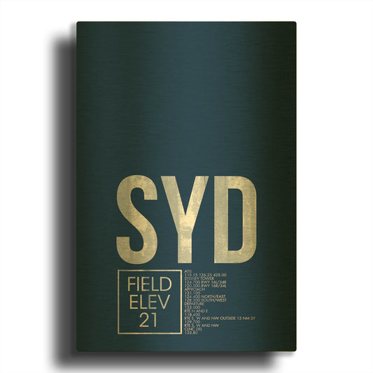 'SYD ATC' By O8 Left Gold Metal Wall Art