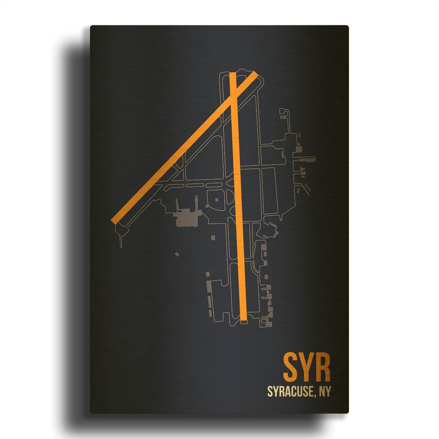'SYR Airport Layout' By O8 Left Gold Metal Wall Art