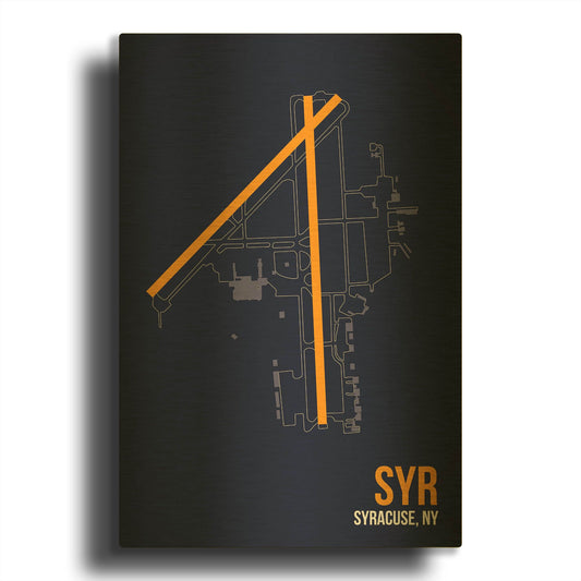 'SYR Airport Layout' By O8 Left Gold Metal Wall Art