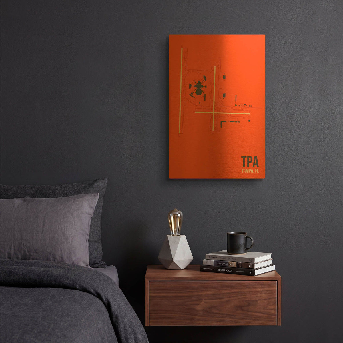 'TPA Airport Layout' By O8 Left Gold Metal Wall Art