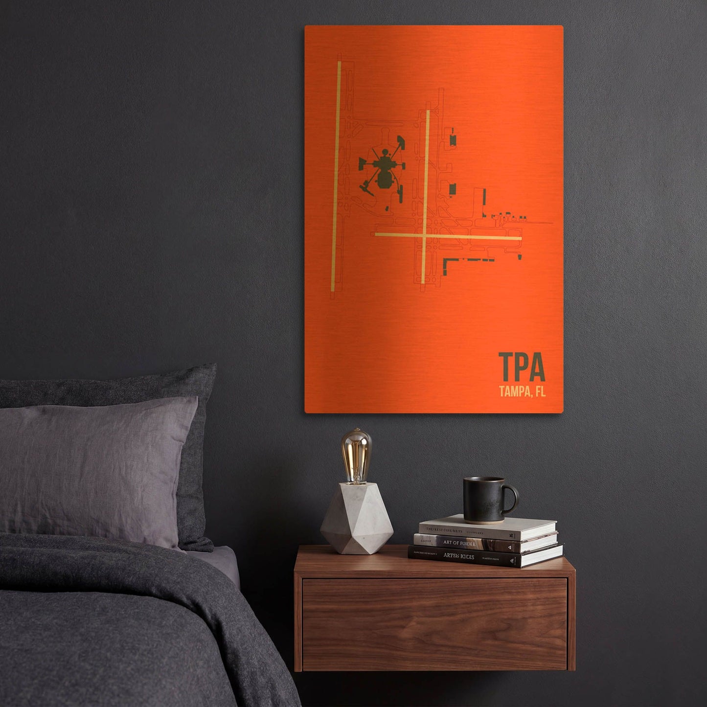 'TPA Airport Layout' By O8 Left Gold Metal Wall Art