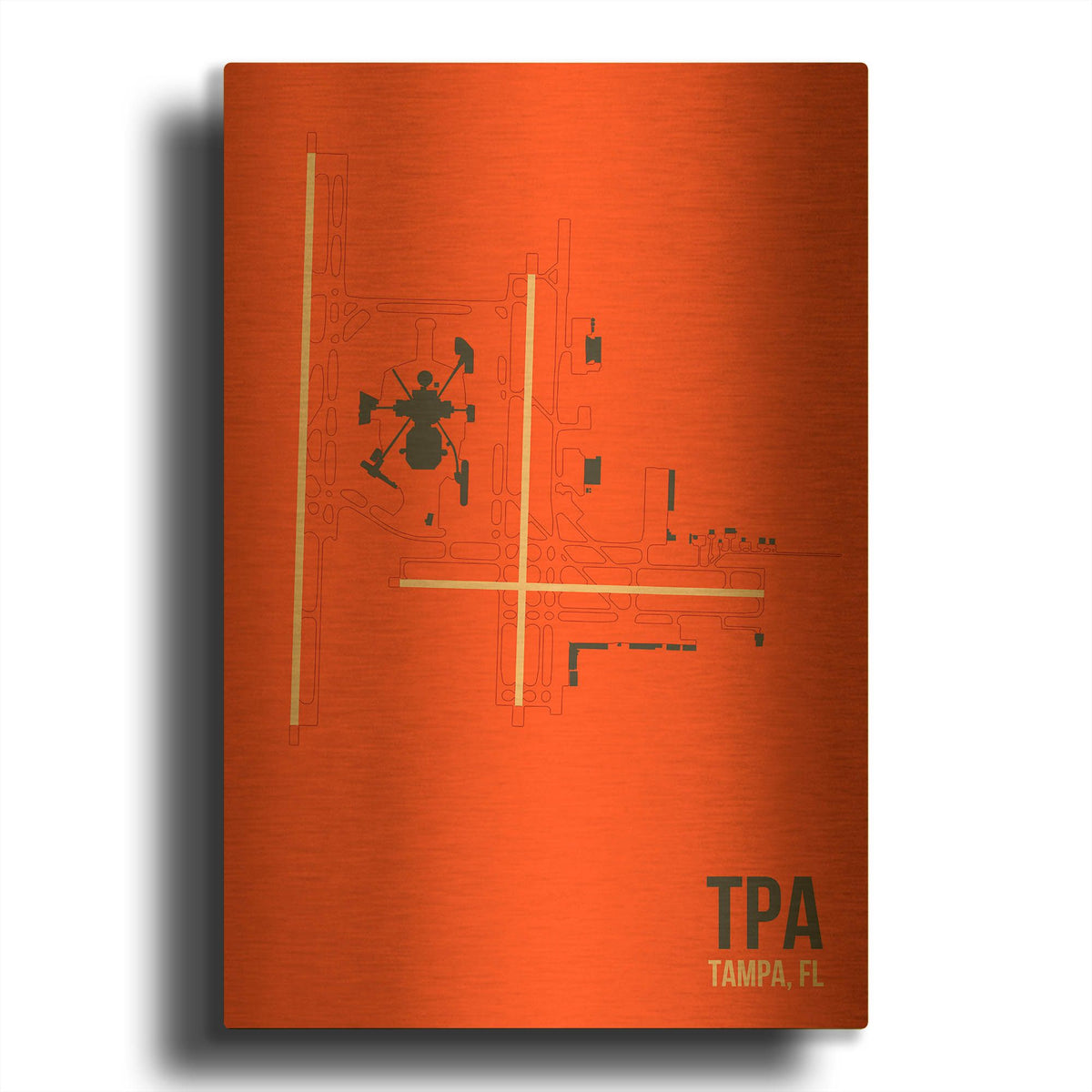 'TPA Airport Layout' By O8 Left Gold Metal Wall Art