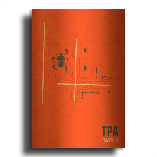 'TPA Airport Layout' By O8 Left Gold Metal Wall Art