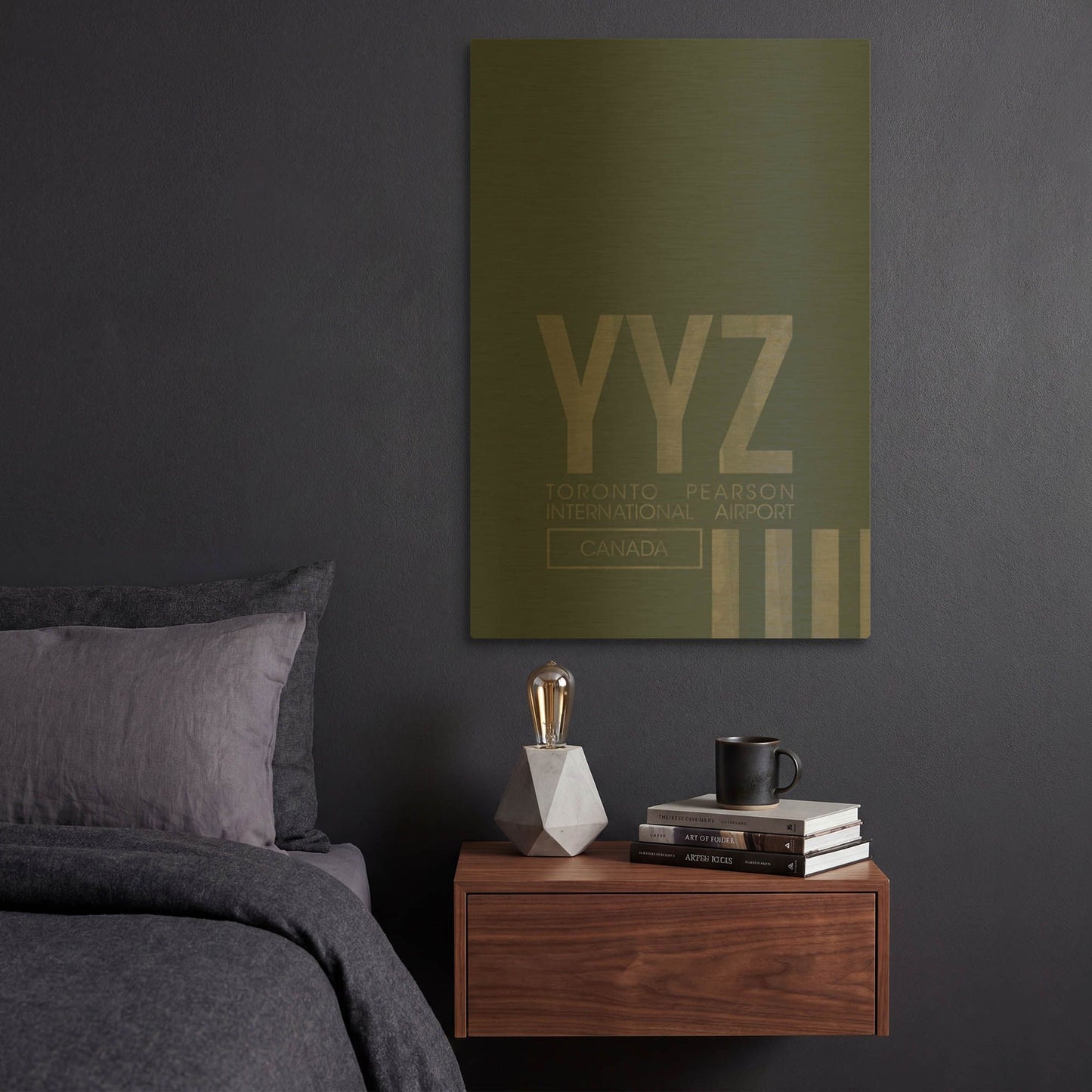 'YYZ Airport Layout' By O8 Left Gold Metal Wall Art